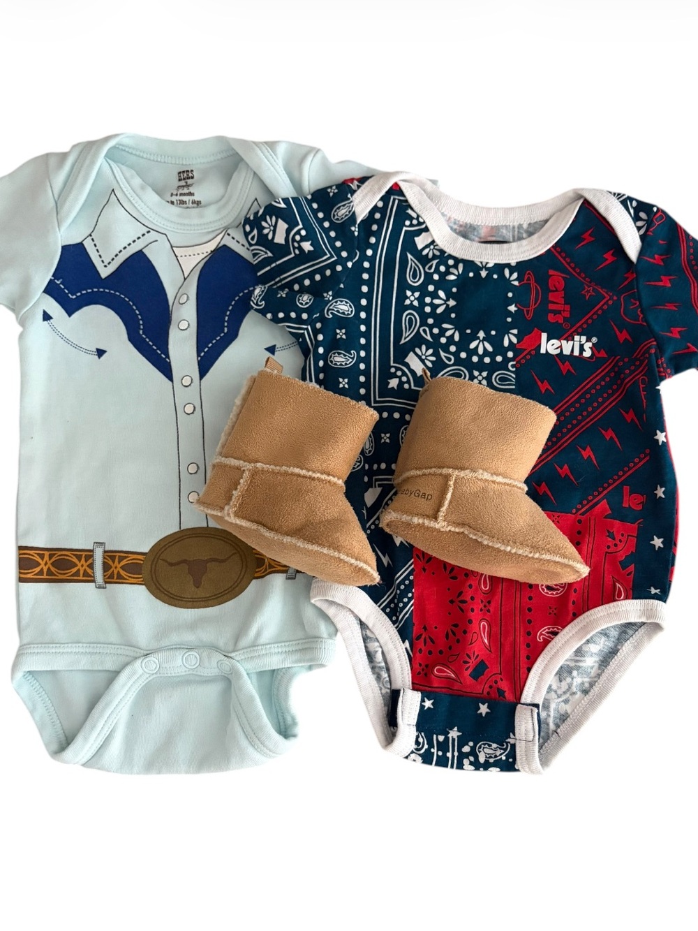 Western Bandana Cowboy Bodysuits with Faux Suede Booties